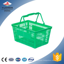 Wholesale Supermarket Double Handle Grocery Plastic Shopping Basket